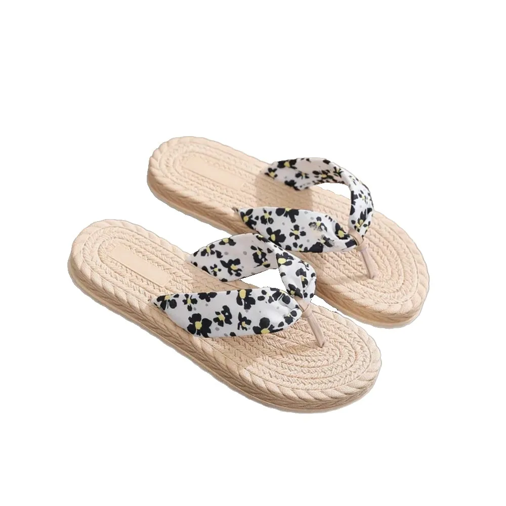 

Универсальные шлепанцы в богемном стиле с цветочным принтом, нескользящие шлепанцы из ЭВА, сандалии, женская пляжная обувь, милые домашние тапочки на платформе на плоской подошве