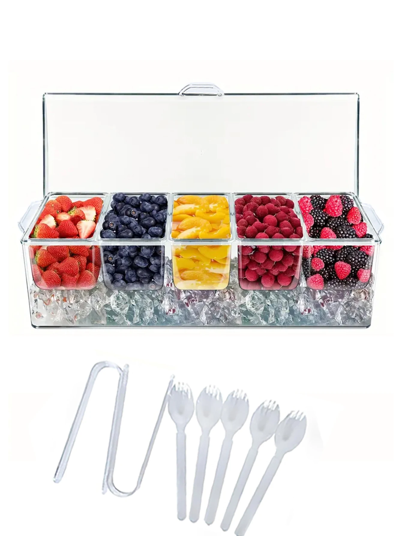 

1pc Refrigerated seasoning storage box with lid, seasoning storage box, transparent container with 5 small storage boxes