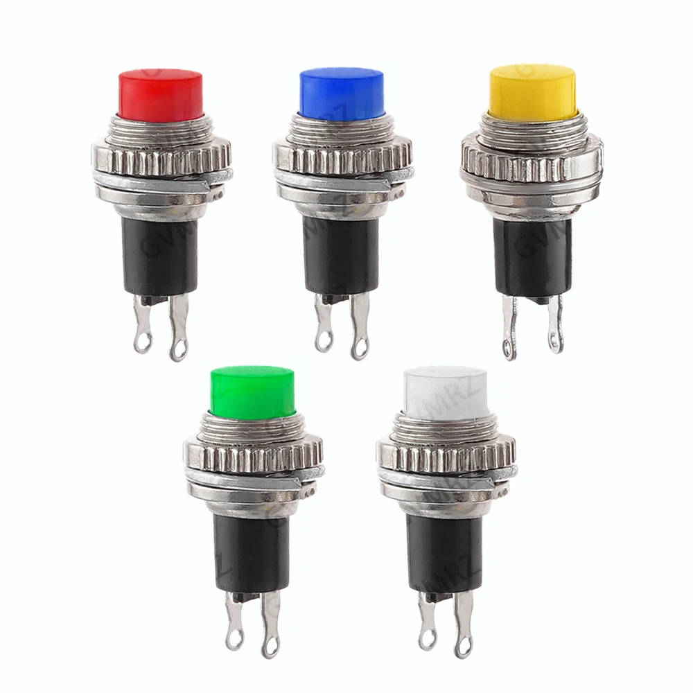 10mm Momentary OFF-(ON) Push Button Switch DS-316 DS-314 Panel Mount Upper Screw Thread Black Red White Yellow Green Blue