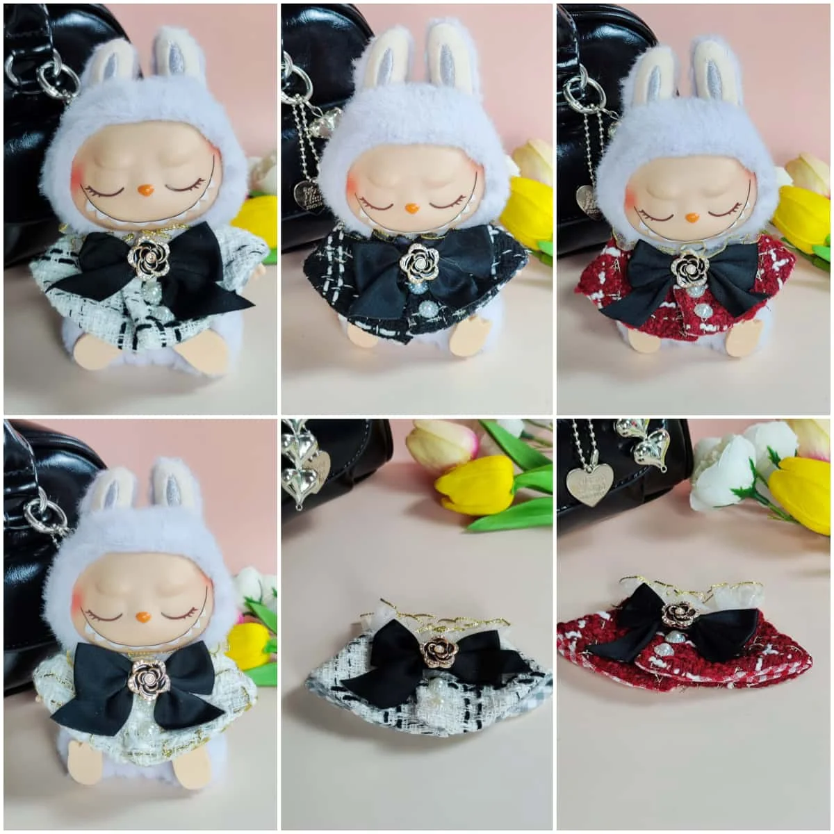 

15-17cm Blind Box Pendant - Labubu Doll Clothes, Plush Keychain, Doll Apparel, Fragrant Luxury Cape