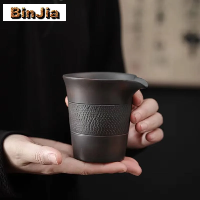 Chinese Qingxi Purple Pottery Tea Pitcher Handmade Jumping Knife Chahai Divide Coffee Justice Cup Teaset Accessories