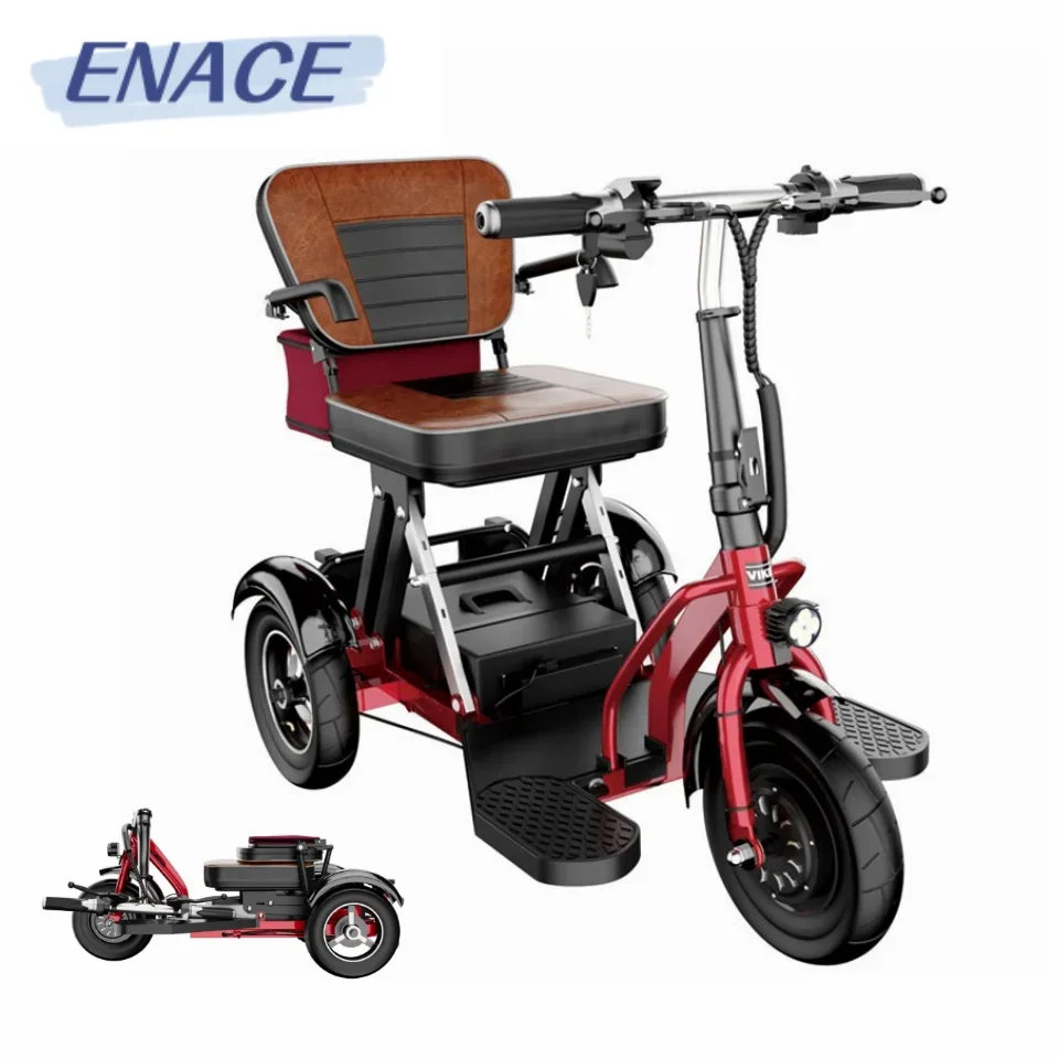 CE Foldable 3 Wheels Mobility Scooter For Elderly Elderly Leisure Electric Tricycle Vehicle Foldable Mini Electric Vehicle