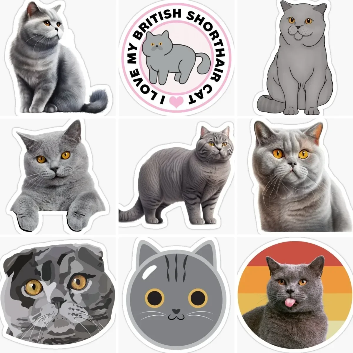 

British Shorthair Blue Cat Cute Creative Sticker Camper Vinyl Motorcycle Laptop Bumper Car Truck Wall Room Door Decal Waterproof