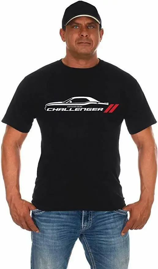 Men's Dodge Challenger Silhouette Car Short Sleeve Black T-Shirt CHL803BSS9BLK