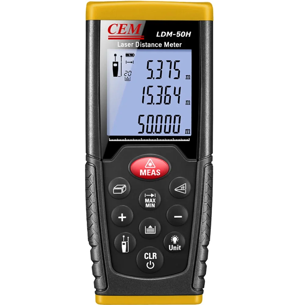 CEM  LDM-50H 164.2ft 50m Outdoor Laser Distance Meter Measure in Daylight Sunlight ,Pythagorean Mode, Area and Volume