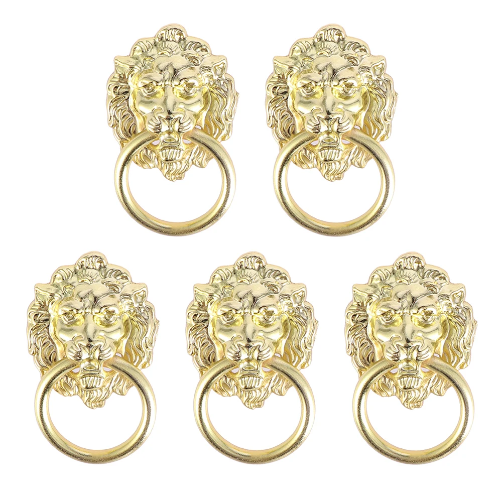 

5pcs Lion Head Handle Drawer Pulls Zinc Alloy Vintage Cabinet Door Wardrobe Furniture Hardware Lion Head for Doors