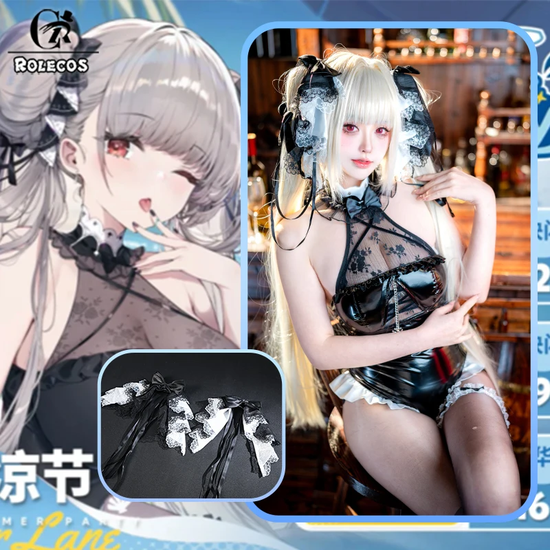 

ROLECOS Game Azur Lane Formidable Cosplay Costume Women Jumpsuit Dress Sexy Black Leather Bodysuit Uniform Girls Halloween Party