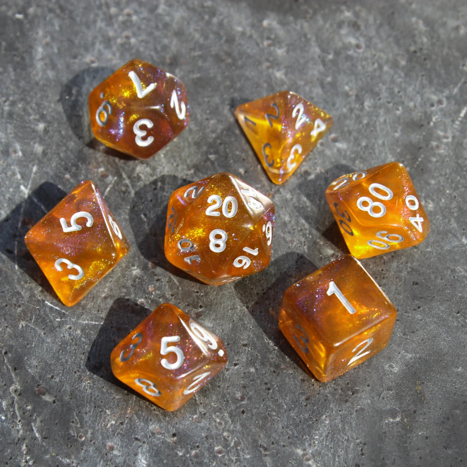 7Pcs/Set Yellow Galaxy Starry Sky Dice for DND Dungeons and Dragons Table Games D&D RPG Tabletop Roleplaying