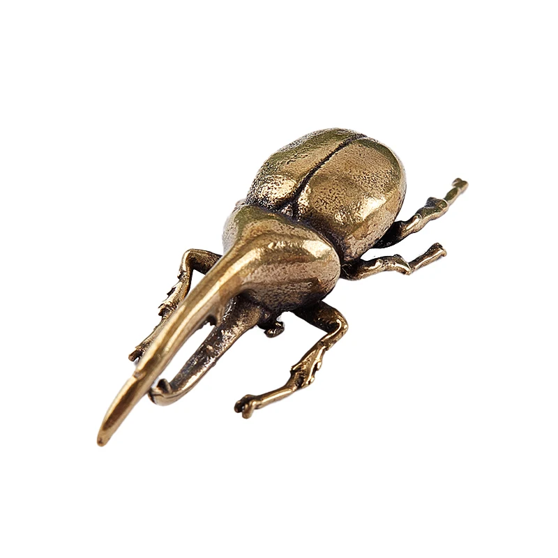 1PC Pure Copper Brass Insect Figurine Miniature Bugs Tea Pet Ornament Copper Beetle Statue 5.3cm*2.1cm
