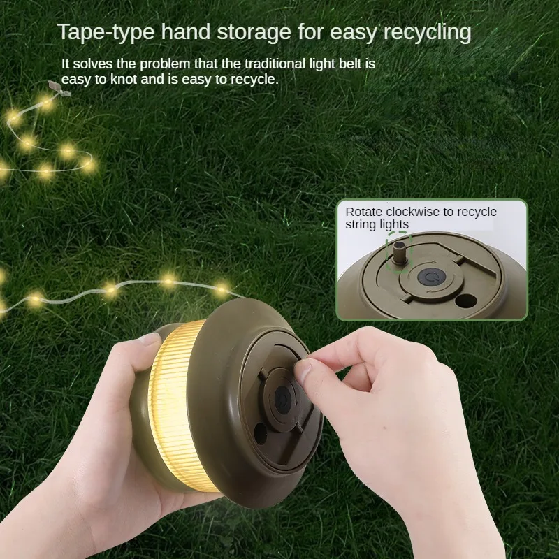 Camping String Lights 65Ft Light with Lanterns 2 in 1 Camping Lights 3000mAh IPX6 Waterproof Rechargeable Flashlights Tent Lamp