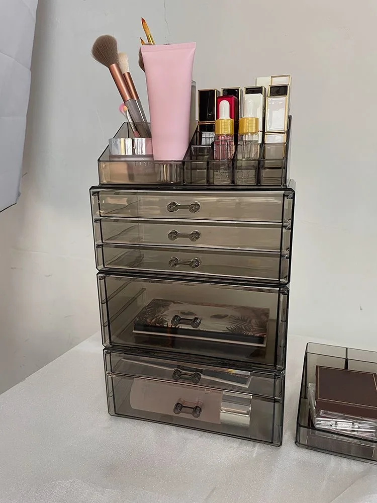 Transparent Multi-Layer Desktop Makeup Storage Box Lipstick Organizer Drawer Style Cosmetic Holder Large Capacity Dustproof