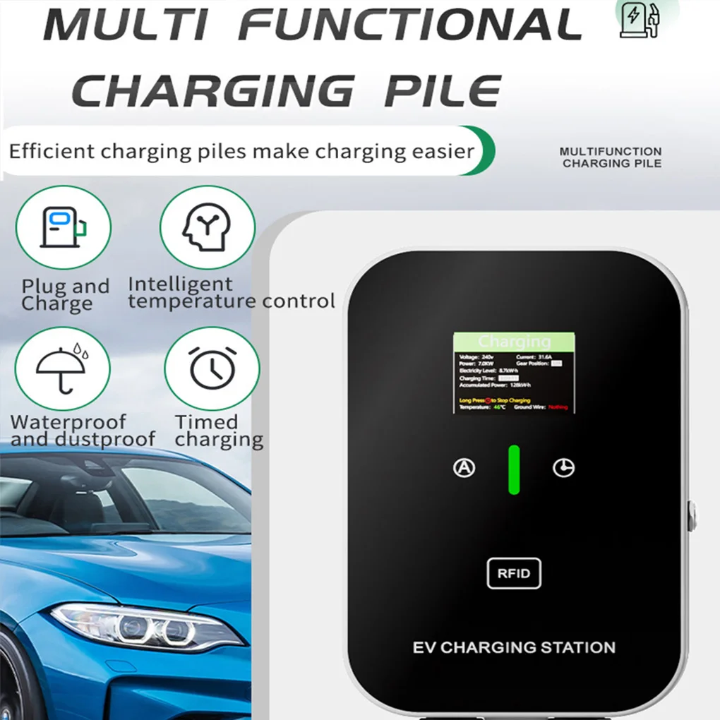 

LCD Screen EV Home Wallbox 5M 22KW 32A Fast Charging Station Type-2 Card charging Electric Car Charger