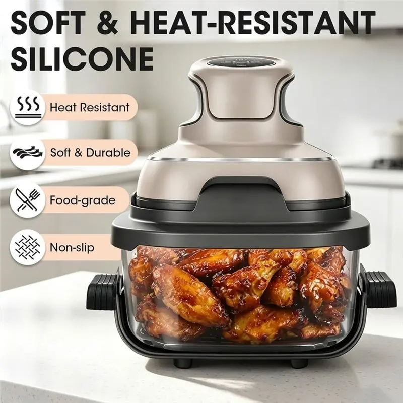 Hot-For Ninja Crispi/Crispi Pro Glass Air Fryer- 2 Pack Heat-Resistant Silicone Handle Covers Grip Holder Sleeves(2.5QT/4QT/6QT)