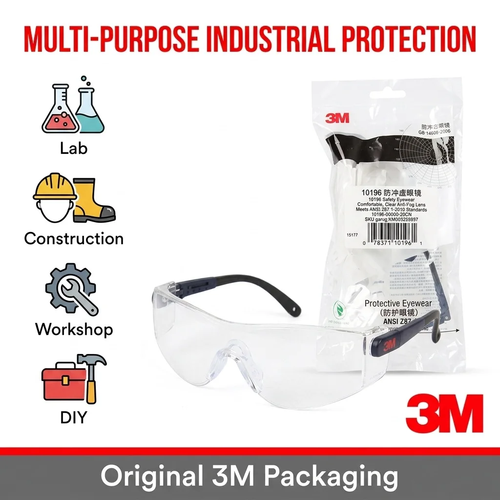 3M 10196 Safety Glasses ANSI Z87.1 Clear Goggles Construction Work Glasses Protection Industrial PPE Lentes de Seguridad