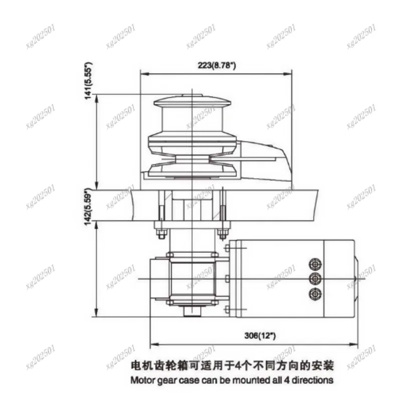 

C1012C Сверхмощная лебедка-кабестан для морской лодки 12 В, ветровое стекло 600/900/1000 Вт для лодок 32-45 футов - оборудование для палубы лодки