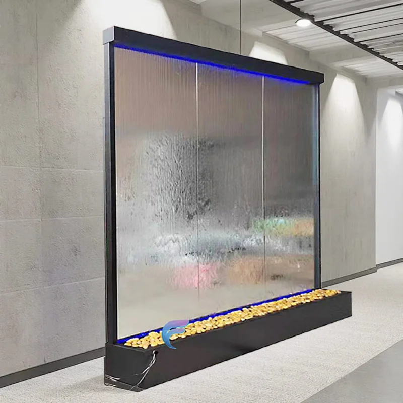 custom.Custom Made Indoor Glass Waterfall Fountain Standing Fall Wall Panel Waterfall
