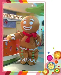 Gingerbread Man Cartoon Mascot Costume New Adult Funny Christmas Fancy Dress Halloween Carvinal Event Outfit Cosplay Customized