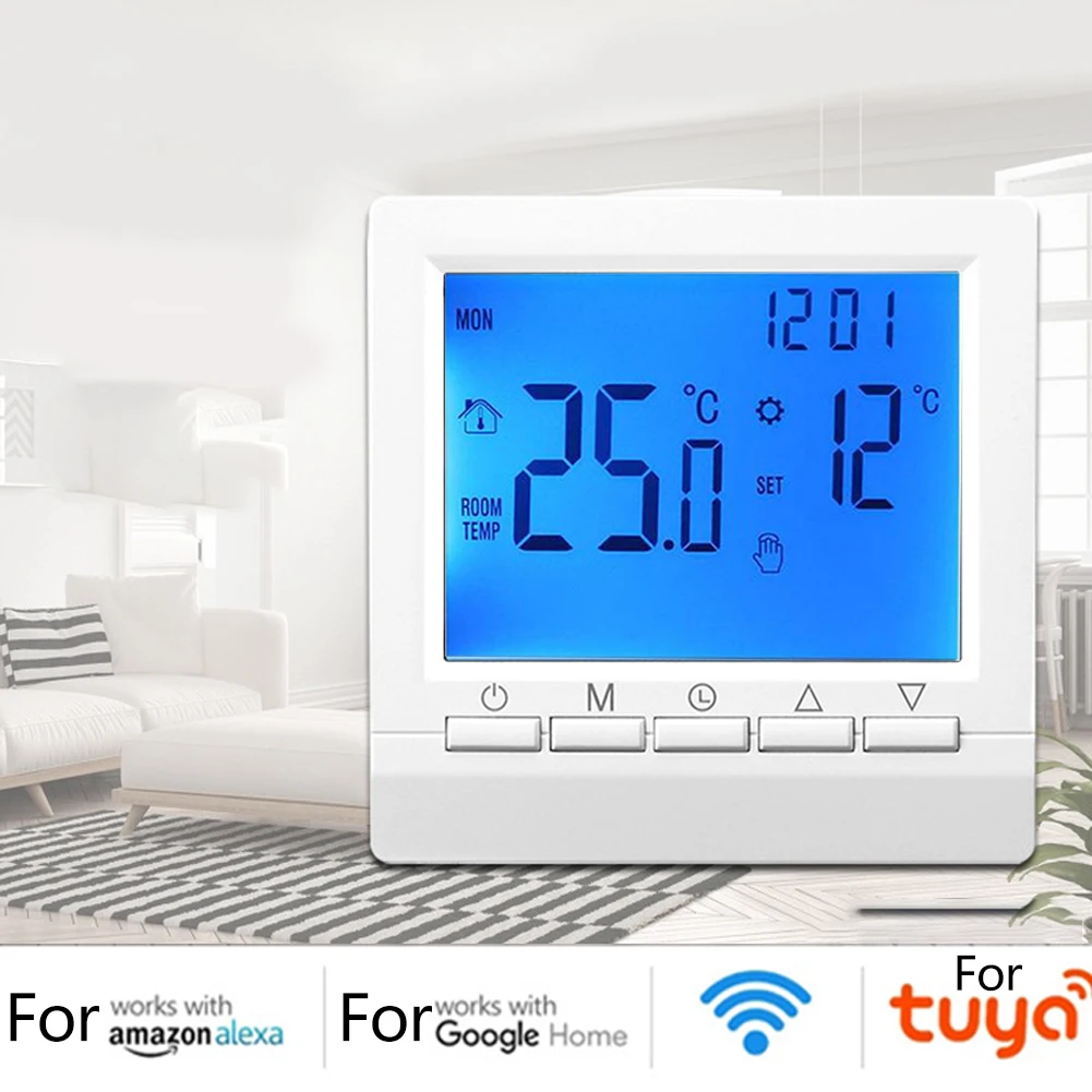 AC 110-230V 50/60HZ Thermostat For Tuya Wifi Programmable Smart Thermostat Wall-mounted Boiler Controller With LCD Touch Screen