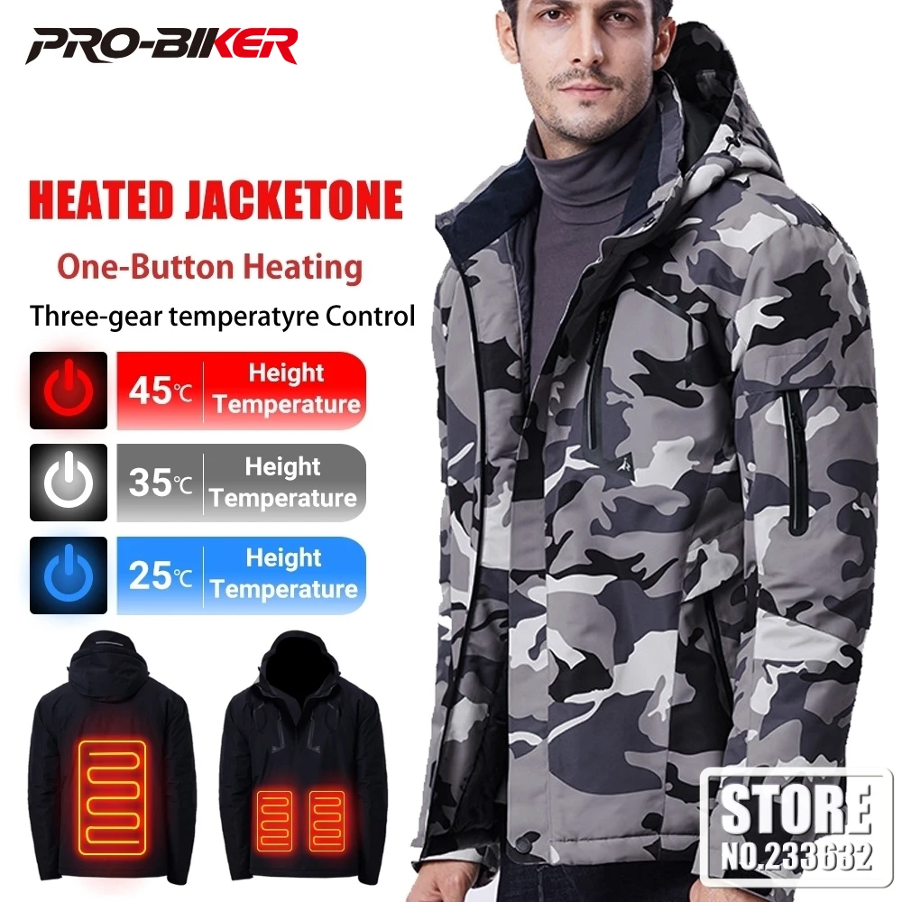 

S-10XL Motorcycle Jacket Winter Electric Heated Jacket Waterproof Outdoor Jacket USB Heating Jacket Moto Biker Thermal Coat