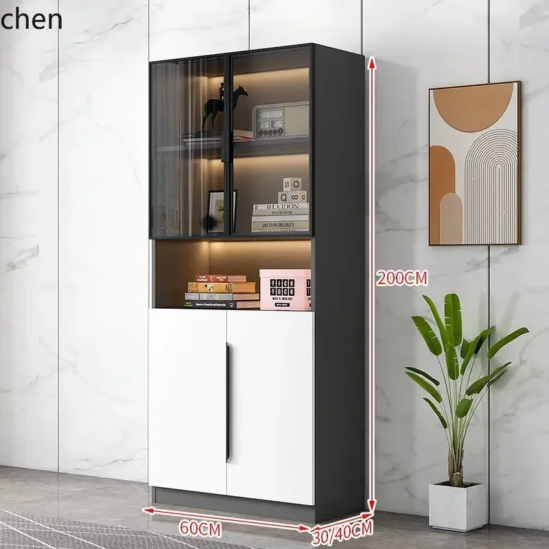 DSA  Display Cabinet Floor-standing Glass Door Storage Cabinet Wall-mounted Bookshelf Dustproof Cabinet Storage