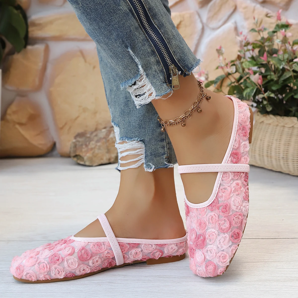 Sommerliche Elegante Quadratische Blumen-Mary-Jane-Schuhe für Damen – Modisch, Neu, Elegant und Bequem – Detail 14