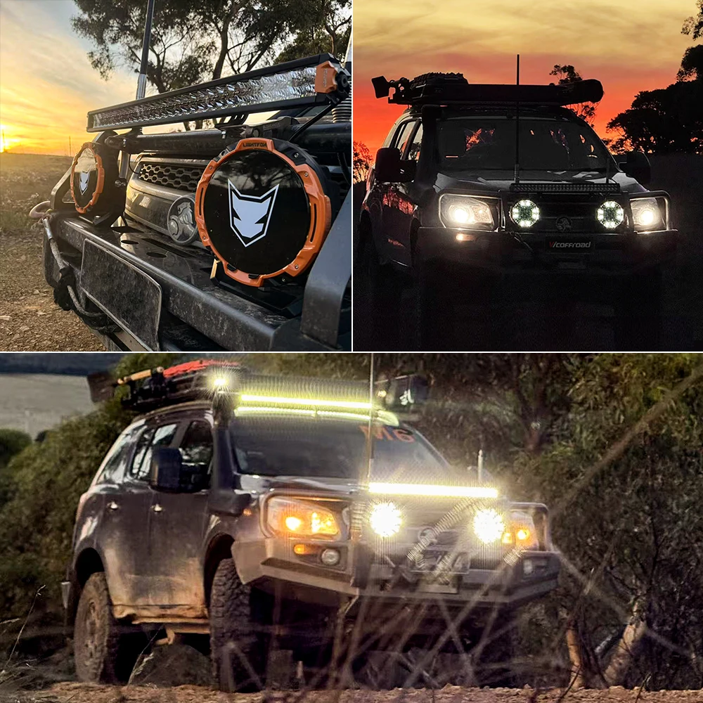 LIGHTFOX Off Road 7 Inch LED Driving Light Built-in DRL High Power Super Bright Powerful Led Spot Light 4x4