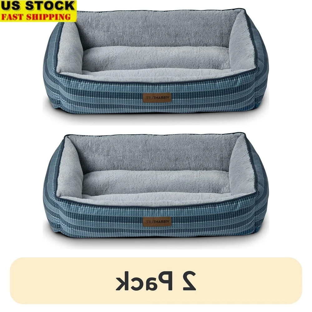 

2 Pack Cozy Dog Bed Large Lounger Eco Friendly Washable Sleeper Bolstered Support Boxers Labradors Golden Retrievers