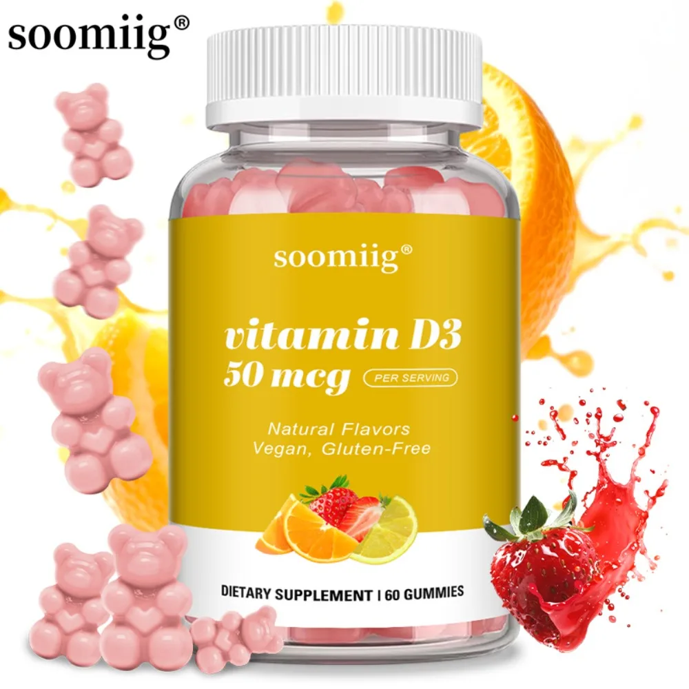 Vitamin D3 Gummies 50mcg (2000 IU) - 60 Count, Bone & Immune Support, Vegan Gluten-Free