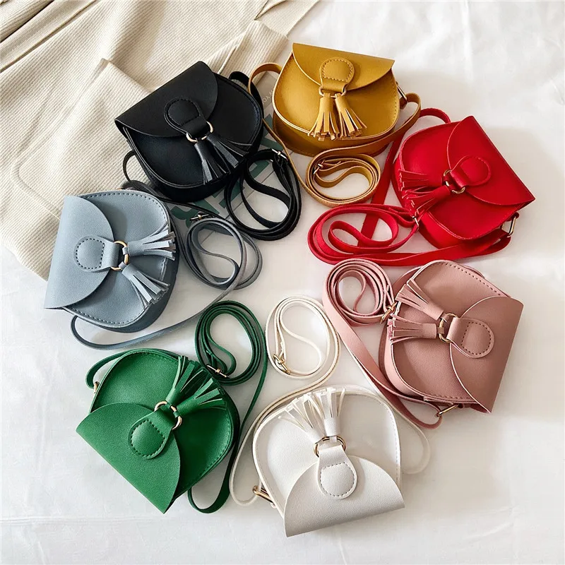 Bonito princesa acessórios crianças bolsa da moeda bolsas bonito meninas do bebê borla crossbody sacos de couro do plutônio crianças pequena bolsa