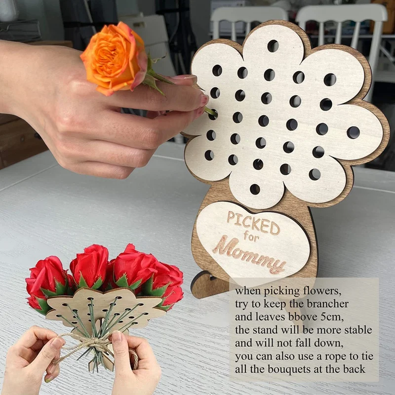 Mother's Day Hand Picked Flower Holder,Bundle DIY Flower Holder Gift For Grandma From Granddaughter Mom Durable Easy Install