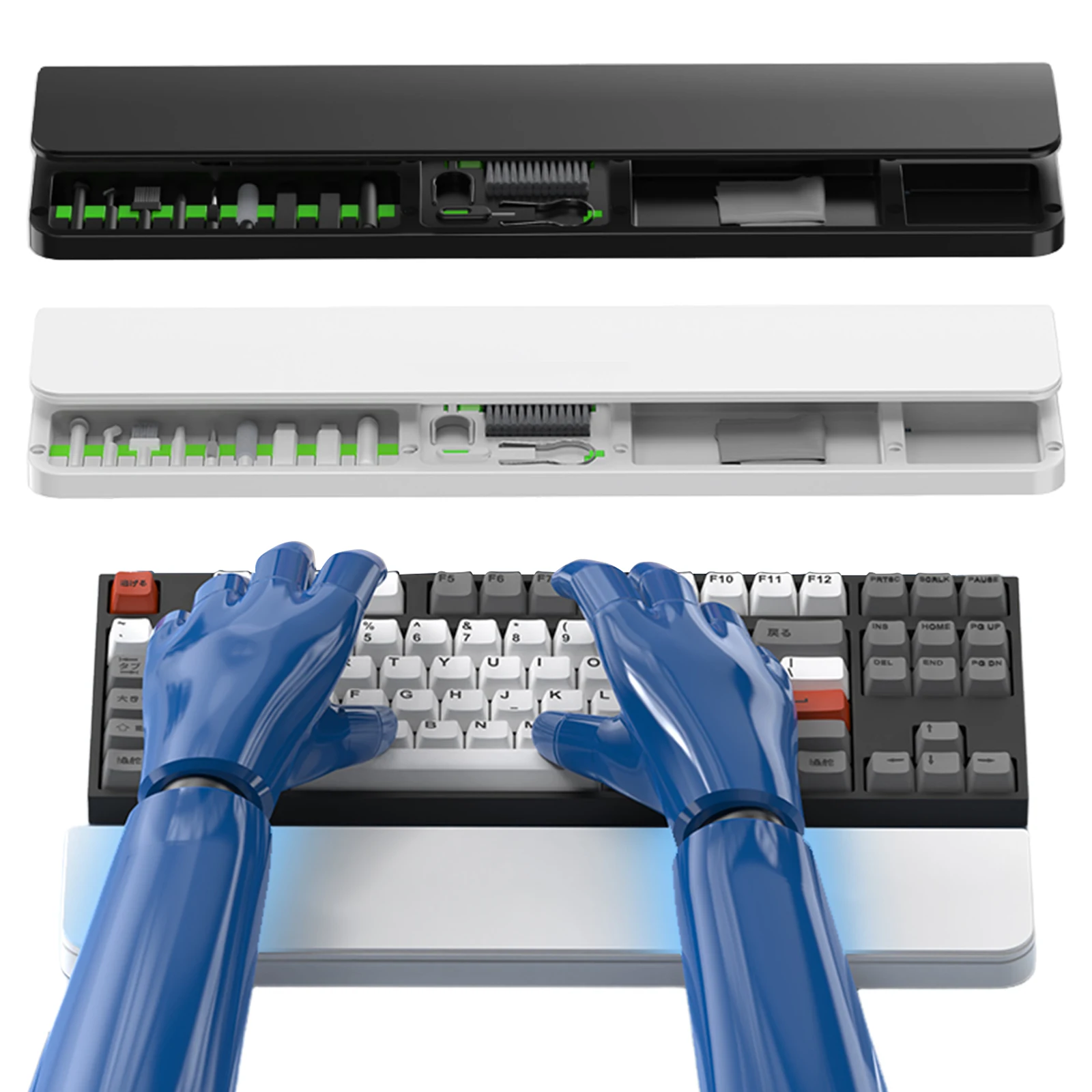 

ABS & Leather Hand Wrist Rest With 22 In 1 Cleaning Kit Ergonomic Wrists Resting Guard for Comfortable Typing and Playing