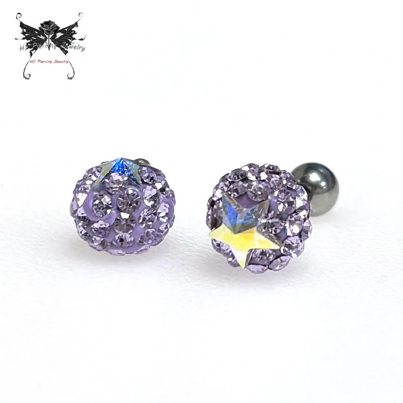 【Halloween deals】F136 Titanium Alloy External Thread Earrings with Shambala Czech Crystal Beads