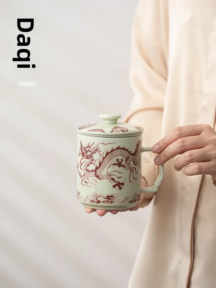 

Высококачественная чашка для чая Cerc с крышкой для заваривания чая и разделения воды, офисные подарки для мужчин, винтажный китайский фарфор