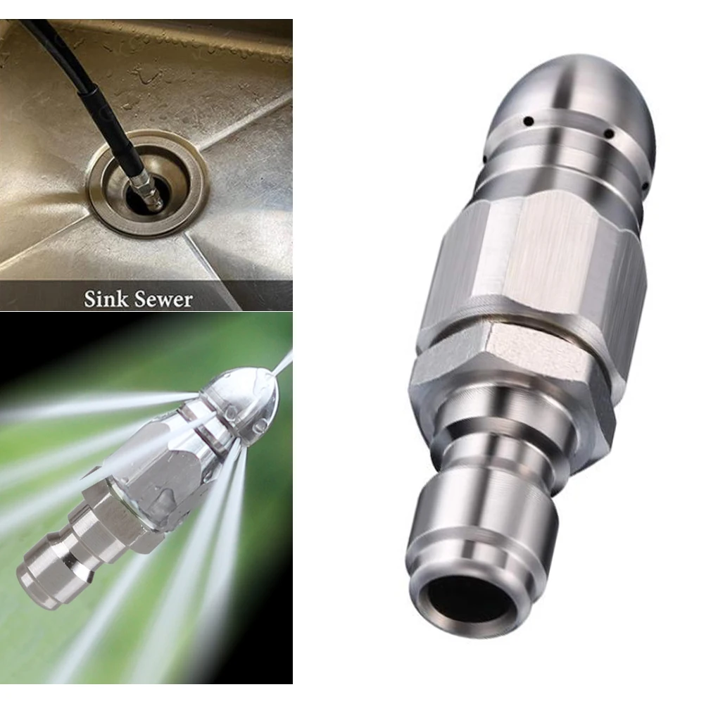 

5000 PSI Sewer Jetter Pressure Drain Jetter Hose Nozzle For 1/4 Pressure Washer Quick Pressure Washer Connector
