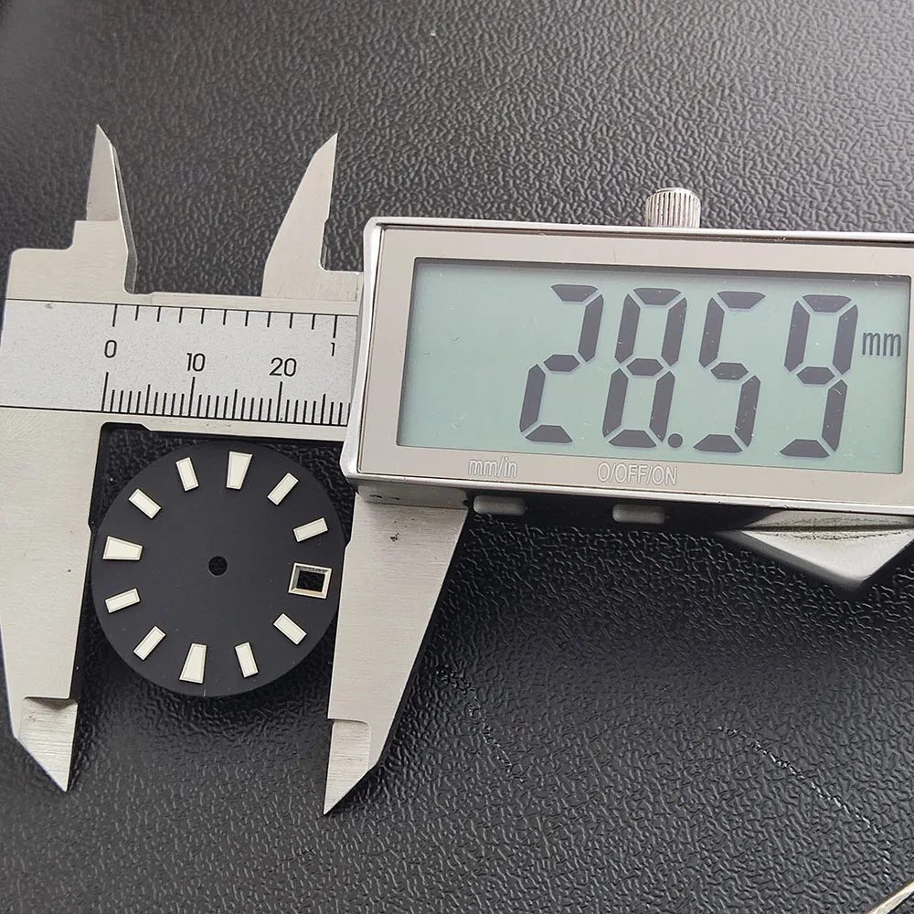 NH35 다이얼 28.6mm 블랙 다이얼, NH35/NH36 무브먼트, 그린 루미너스 다이얼, 시계 액세서리