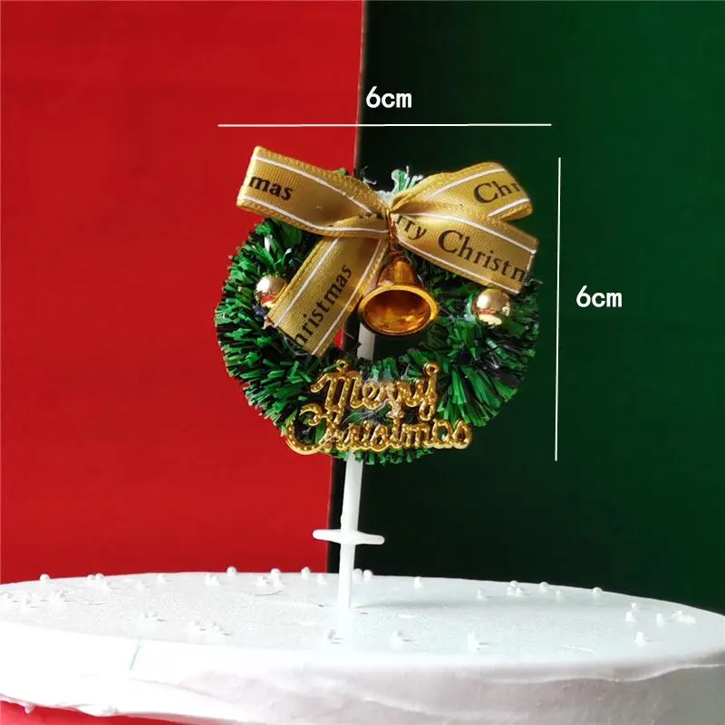 10pcs 6cmx6cm Bake Cake Grass Circle Insert Cards Christmas Festival Room Decorations Children Toy Liquidation Kawaii Miniatures