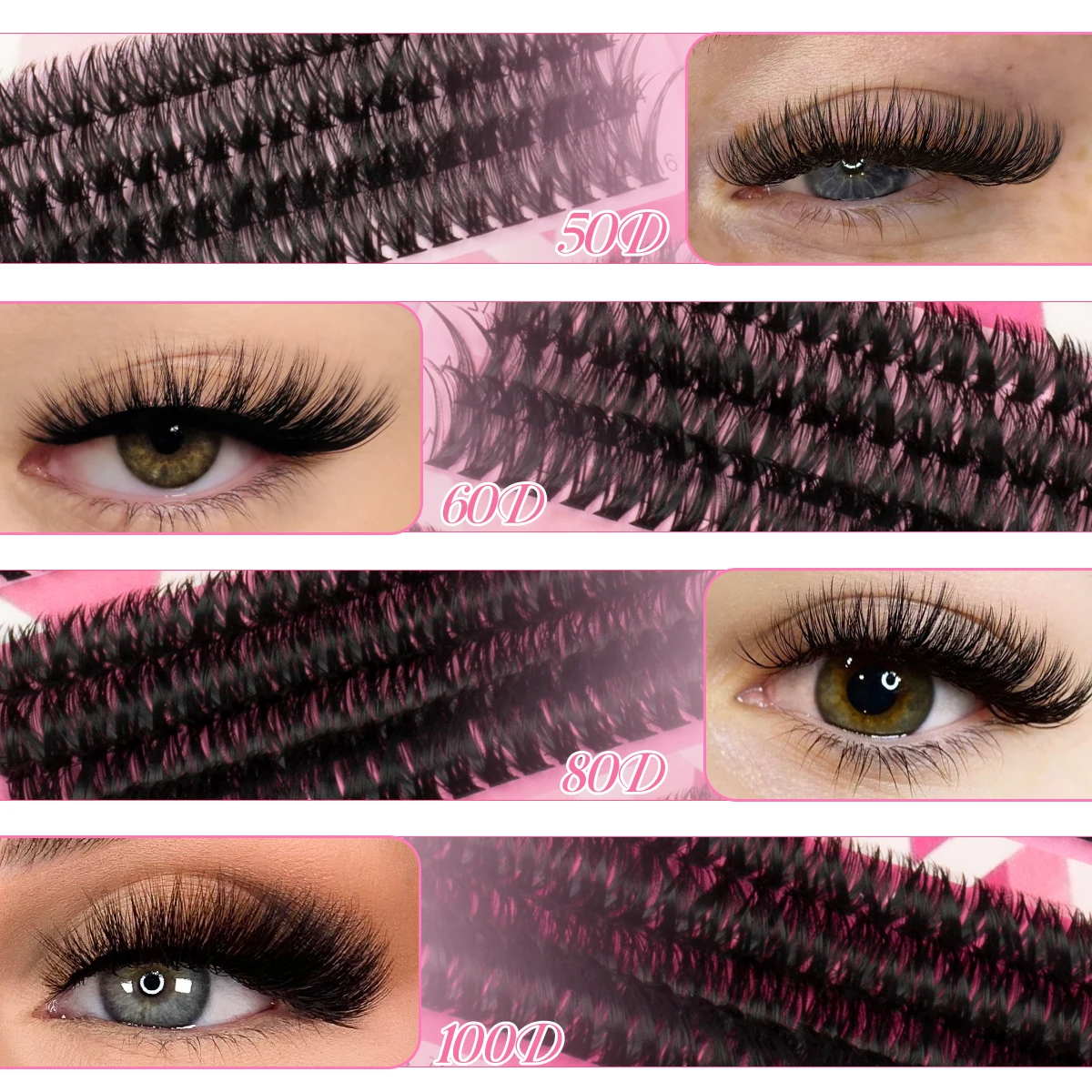 640個入りまつげエクステキット、大容量ラッシュクラスターキット、10～16mm、まつげボンドとシーラー、まつげピンセット付きDIYキット