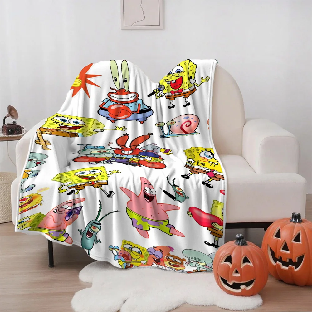 Kawaii S-SpongeBob Bettdecke Überwurfdecken für Winter, Weihnachten, Camping, Tagesdecken und Decken, Sommerdecke, Anime-Sofa