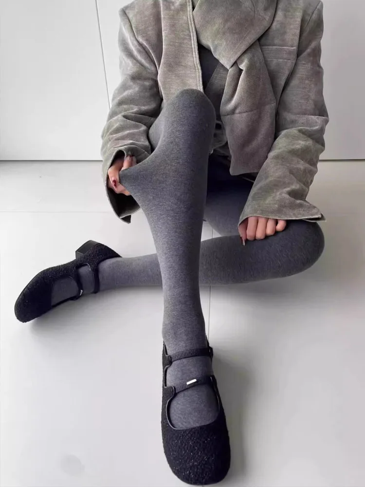

Осенние серые утягивающие колготки женские, эластичные, с высокой талией, 2024, леггинсы для коррекции фигуры, уличный стиль Харадзюку
