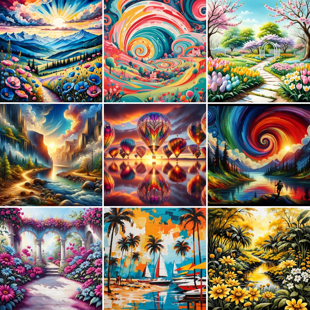 Landscape Fantasy Nature Printed Canvas Cross Stitch Patterns DIY Embroidery Craft Hobby Sewing Knitting Counted Jewelry Sales