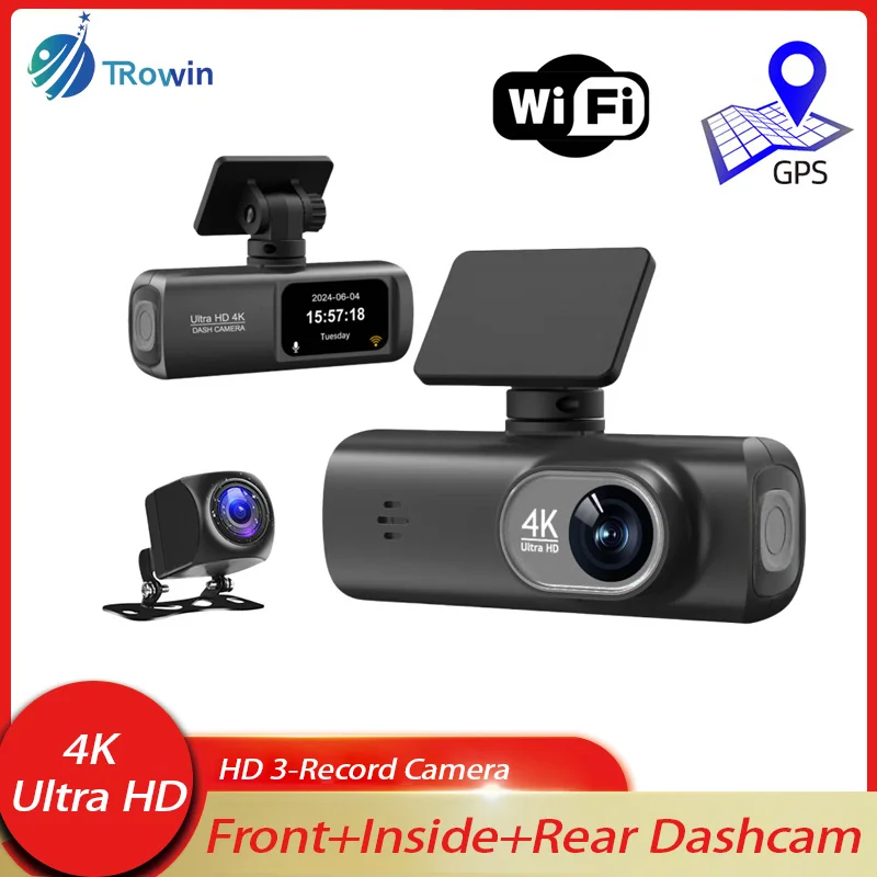 WIFI GPS 4K 3840*2160P Dash Cam Mini Car DVR Camera Dual Len Video Drive Recorder Dashcam Black Box