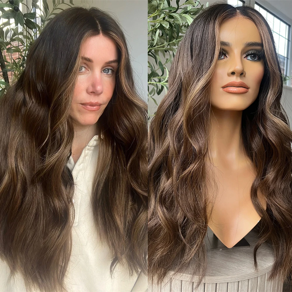 long-wavy-women's-wig-dark-caramel-brown-balayage-luxury-synthetic-lace-front-wig-soft-glueless-wig-preplucked-hairline-13x4