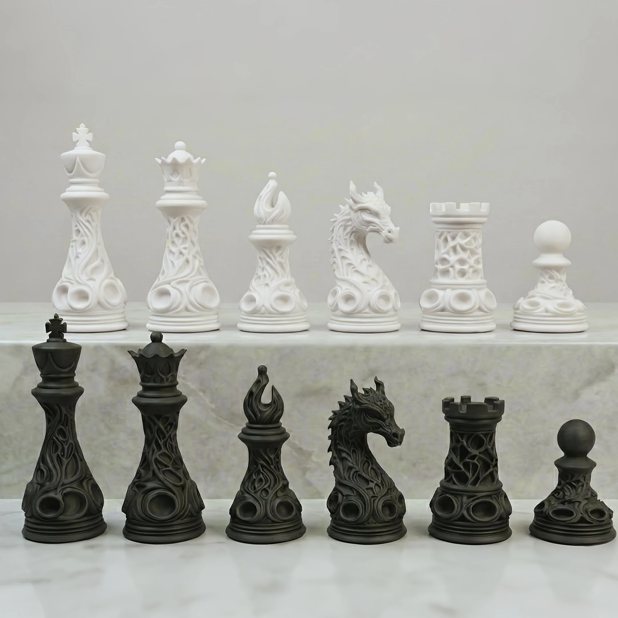 3D Printing Chess - 32-piece 3D printed plastic Gothic Revival