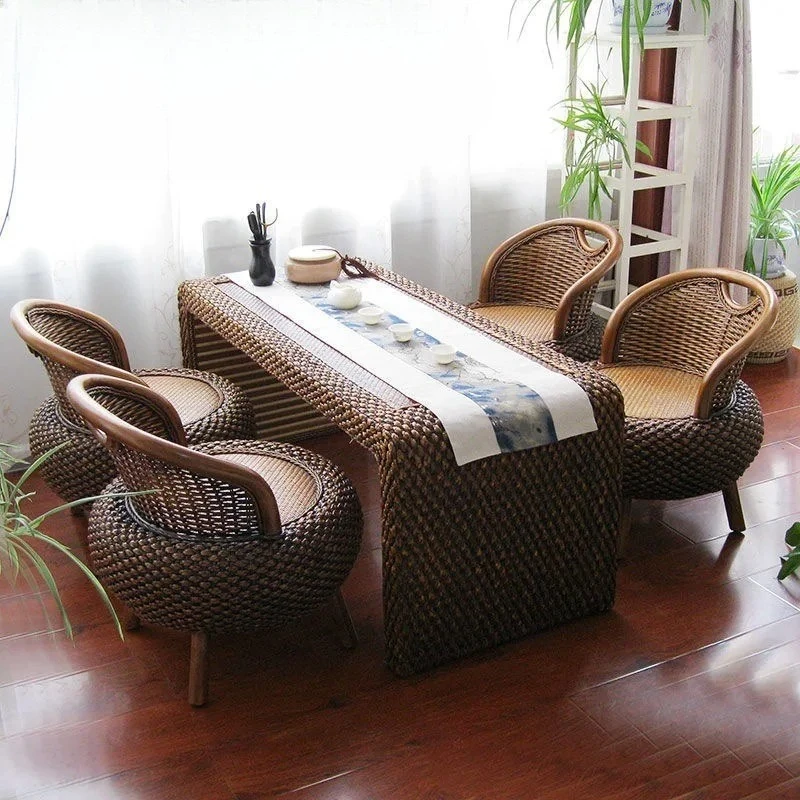 

Простой журнальный столик из ротанга для гостиной, антикварный чайный столик для балкона