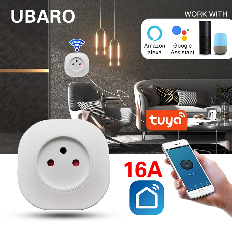 Ubaro Israel Tuya Wifi Smart Socket App Control Support Google Home Alexa Voice Plug Timing Power Outlet 100-240V Home Appliance