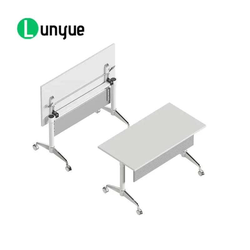 Adjustable Height Folding Computer Desk with Wheels Splicing Design Mobile Workstation for Home Office Space Saving Easy