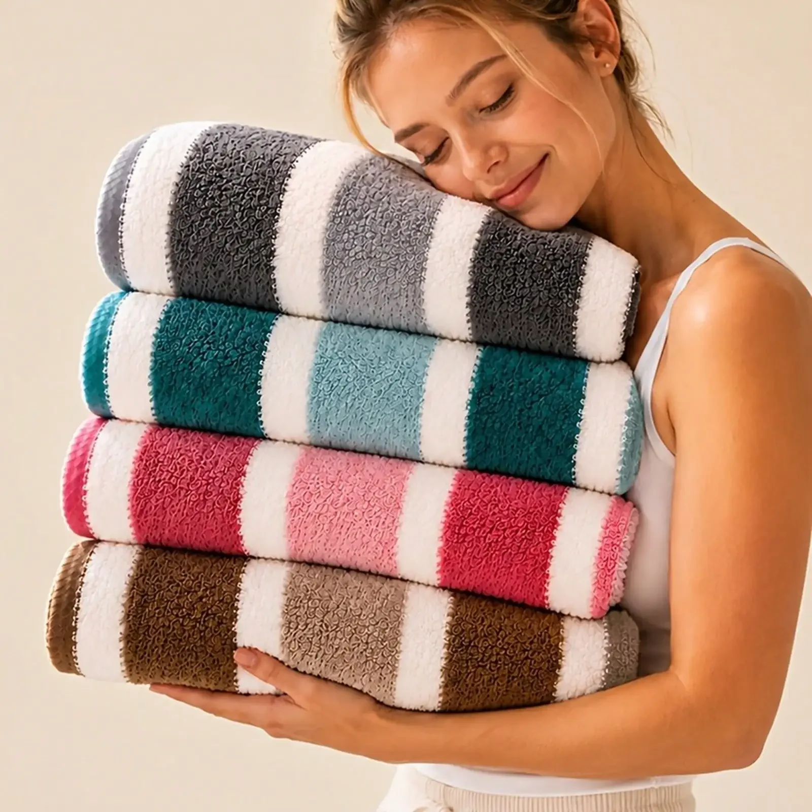 4pcs Oversized Bath Towels Set, 27.6