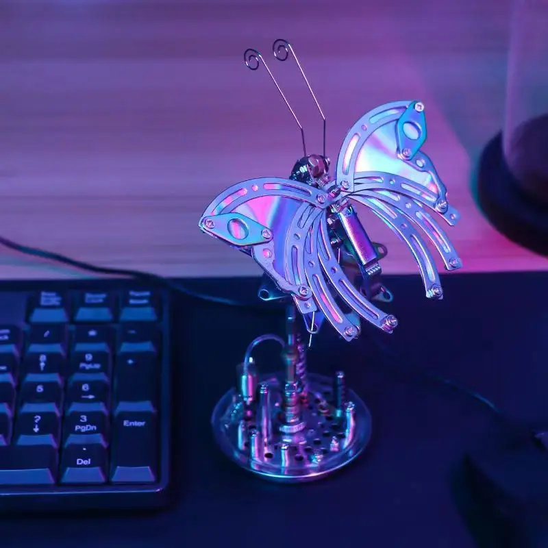 Borboleta artesanal 3d tridimensional modelo de montagem de metal quebra-cabeça bloco de construção decoração presente de aniversário artesanal