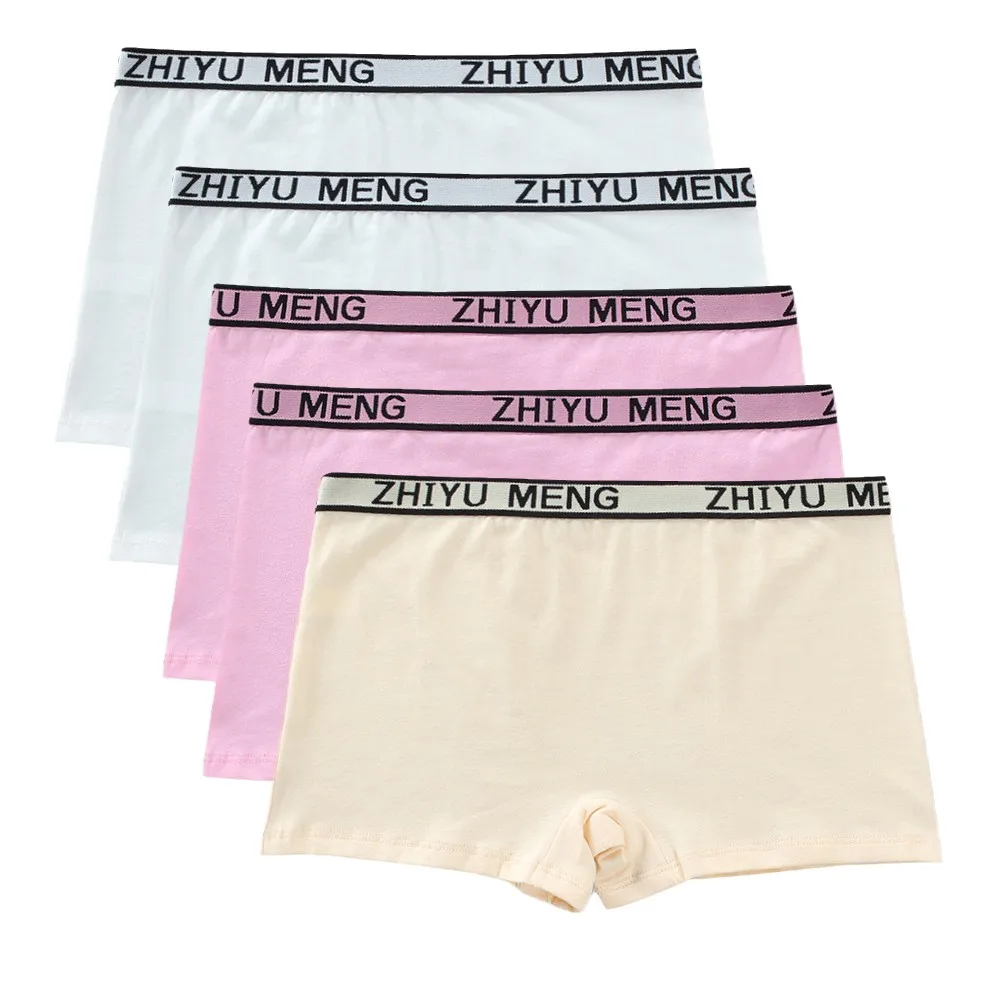 3/5PCS/lot Teen Girls Panties Boxers Elastic Mid Waist Solid Color Children Boxer Trousers Kids Shorts Bottoming Teenage Panties