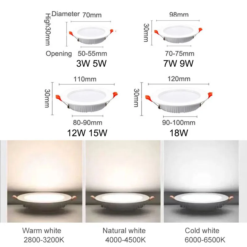 DC 12V LED downlight 3W 5W 7W 9W 12W embedded LED ceiling lamp spotlight ultra-thin downlight circular decorative lighting